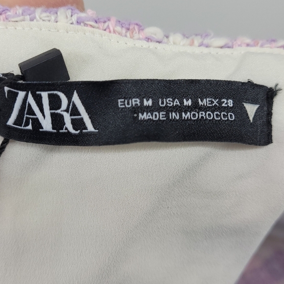 Zara Womens Textured Corset Pink Purple Tweed Top Size M - Picture 9 of 16